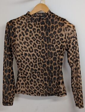 shein Animal Print Mesh Top Size Large